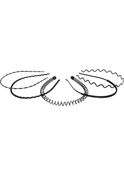 Unisex Siyah Kaliteli Metal 5'li Günlük Kullanım ve Sporcu Saç Tac Set 2