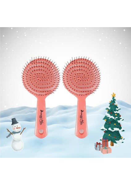 Yılbaşı Paketi Üç Boyutlu Oval Saç Fırçası Pembe x 2