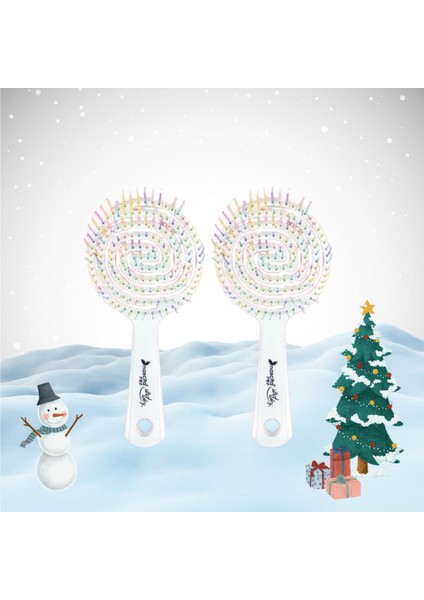 Yılbaşı Paketi Üç Boyutlu Saç Fırçası Beyaz x 2