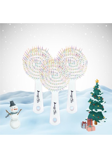 Yılbaşı Paketi Üç Boyutlu Saç Fırçası Beyaz x 3