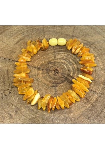 Damla Kehribar Uzun Kesim Özel Renk Yetişkin Bileklik