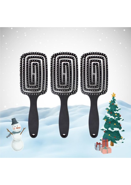 Yılbaşı Paketi Üç Boyutlu Saç Fırçası Siyah x 3