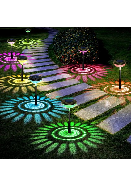 2 Li Paket Ayçiçeği Sarı ve Rgb Işık Yılbaşı Güneş Enerjili Bahçe Aydınlatma Solar Bahçe Süsü