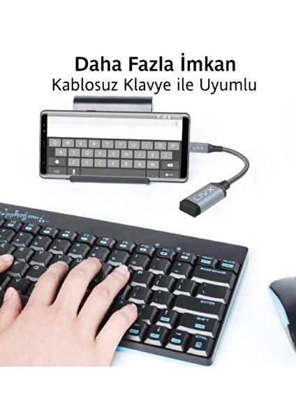 LivX USB 3.0 To Type-C Çevirici Dönüştürücü 60W Hızlı Şarj Desteği 15 cm Kablolu Otg Adaptör Gri Ottca-01