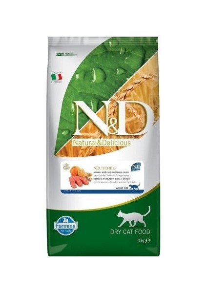 Düşük Tahıllı Somonlu Kısırlaştırılmış Kedi Maması 10 kg
