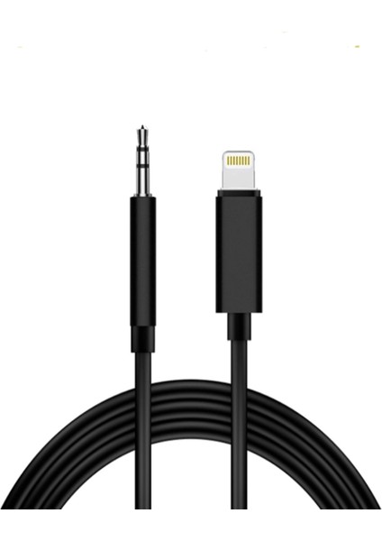 Lightning To 3.5mm Aux Ses Kablosu Çevirici Dönüştürücü Kablo 1 Metre - Siyah