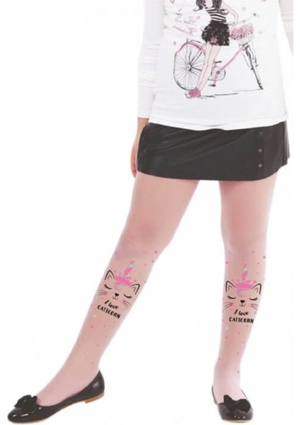 Ferda Tül Baskılı Çocuk Külotlu Çorap 5 6 Yaş