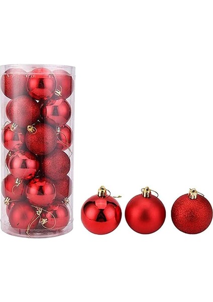 24 Pcs 4cm Kaplama Plastik Noel Ağacı Dekorasyonları Asılı Dize Topu (Yurt Dışından)
