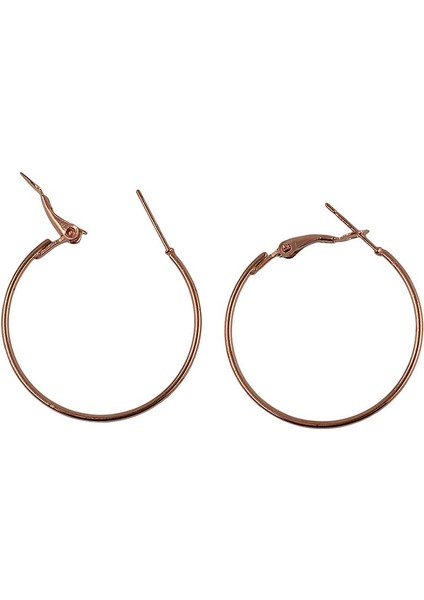 20 Adet 30MM Yuvarlak Çember Döngü Küpe Rose Gold (Yurt Dışından)