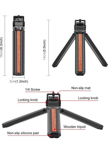 Puluz Ahşap Masaüstü Vlogging Canlı Tripod Tutucu (Yurt Dışından)