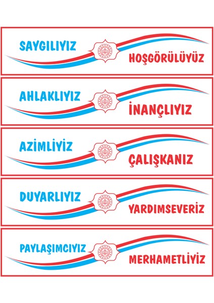 Değerler Eğitimi Kiriş Yazısı 5’li Set 35CMX200CM