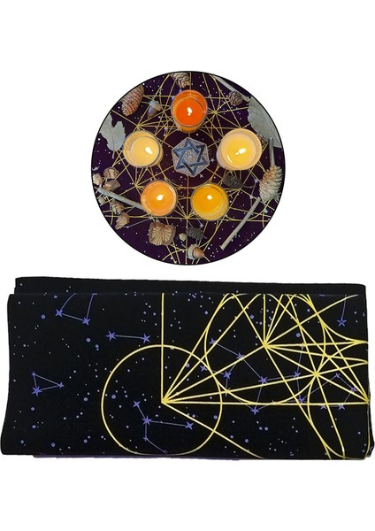Astrolojik Kumaş Dekor Wicca Kare Kristal Izgara Goblen Siyah(Yurt Dışından)