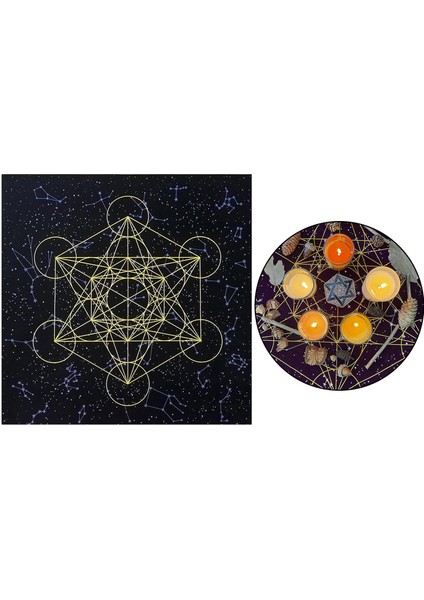 Astrolojik Kumaş Dekor Wicca Kare Kristal Izgara Goblen Siyah(Yurt Dışından)