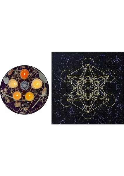 Astrolojik Kumaş Dekor Wicca Kare Kristal Izgara Goblen Siyah(Yurt Dışından)