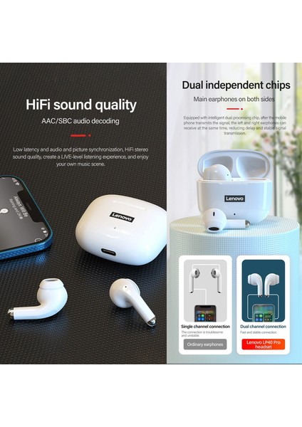 LP40 Tws Kablosuz Bluetooth 5.1 Gürültü Azaltma Kulaklığı (Yurt Dışından)