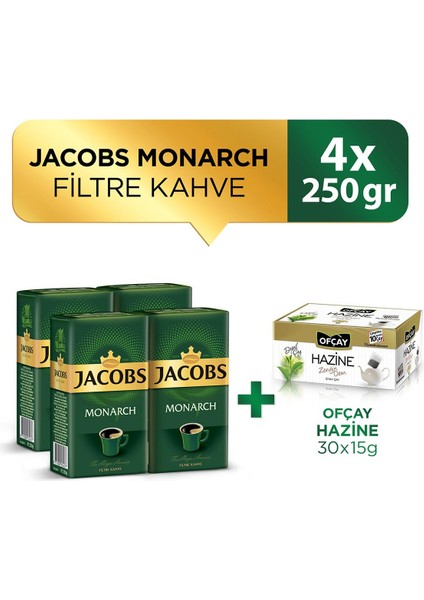 Monarch Filtre Kahve 250 gr x 4 Adet + Ofçay Hazine 30 x 15 gr