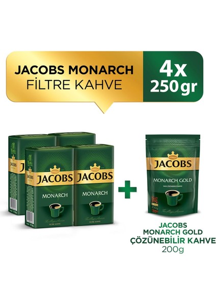 Monarch Filtre Kahve 250 gr x 4 Adet + Jacobs Monarch Filtre Kahve 200 gr