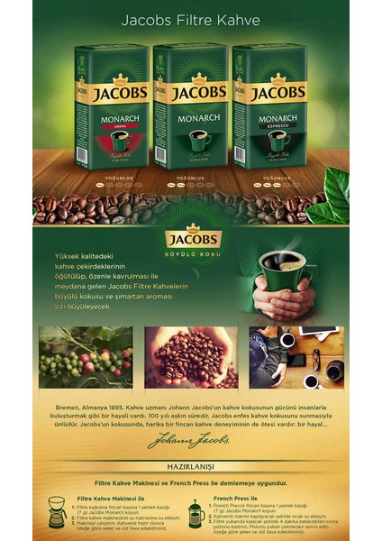 Monarch Filtre Kahve 250 gr x 4 Adet + Jacobs Monarch Filtre Kahve 200 gr