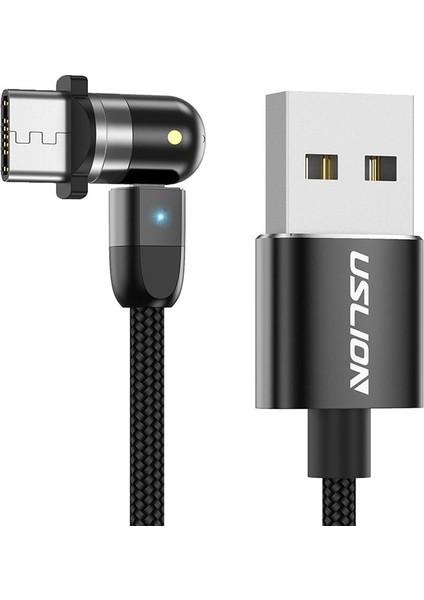 360 ° ve 180 ° Örtülü Şarj USB Kablosu Mikro Telefon Siyahı 0.5m Type-C(Yurt Dışından)