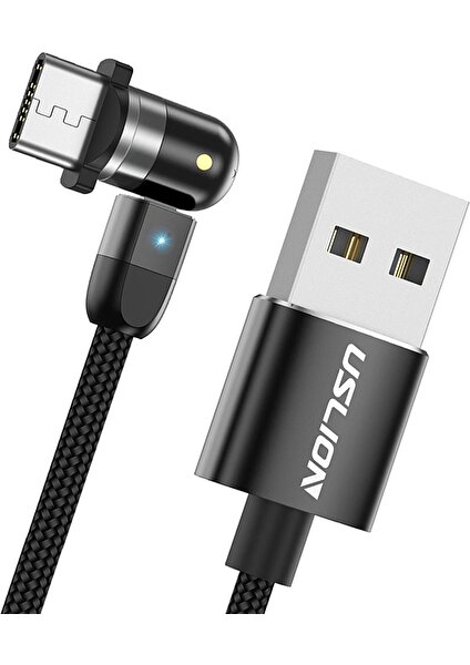 360 ° ve 180 ° Örtülü Şarj USB Kablosu Mikro Telefon Siyahı 0.5m Type-C(Yurt Dışından)