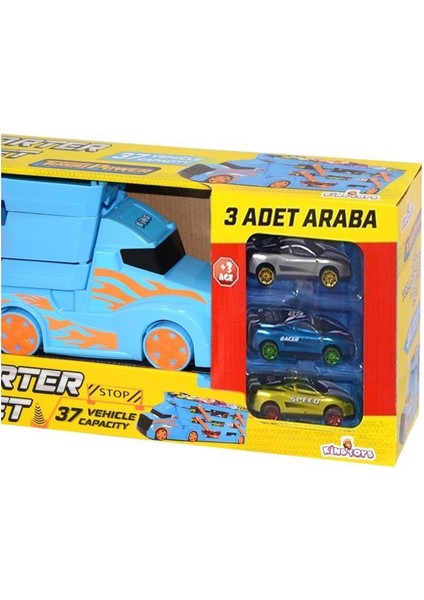 Polesie King Toys 3 Katlı Sürat Pistli Tır 3 Arabalı Çocuklar Için Garaj Otopark Yarış Pisti Eğitici Oyun Seti