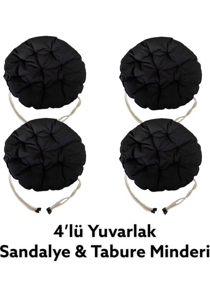 Yuvarlak Tabure Minderi - Puf Minder 4 Adet - 40 cm Çapında