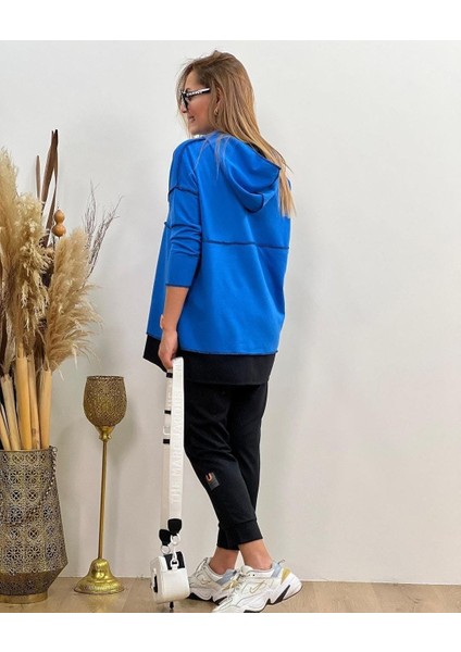 Kadın Kapüşonlu Etek Ucu Detay Iki Iplik Kumaş Ikili Takım (Renk Seçenekli) modelleri