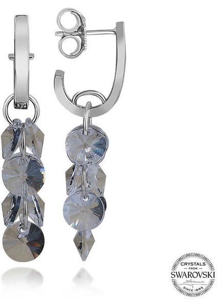 Swarovski Crystal Taşlı Gümüş Salkım Sallantılı Çivili Kadın Küpe fiyatları