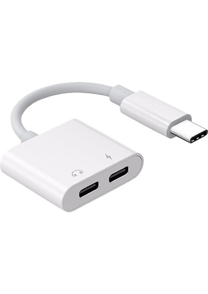 5067 Type C To Kulaklık Hızlı Şarj Giriş Çevirici Çoklayıcı Çoğaltıcı Splitter Adaptör