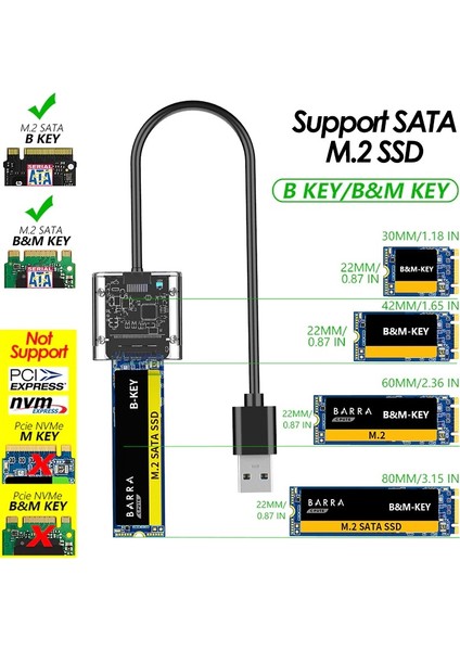 5230 M.2 Sata To USB 3.0 Gen1 Ngff SSD 5gbps Harddisk Kutu Çevirici Adaptör