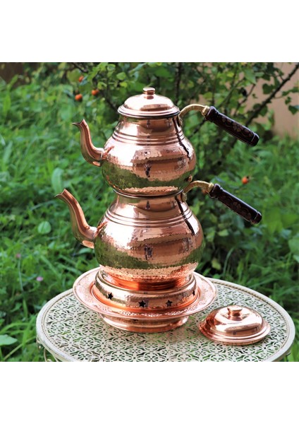 4.3 Lt Battal Dövme Bakır Çaydanlık Ve Isıtıcı