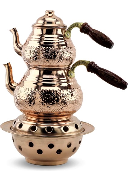 Baskı Bakır Çaydanlık 2,8 Lt Ve Sac Isıtıcı