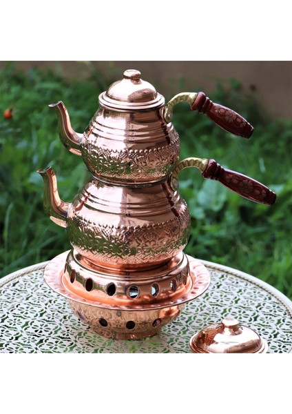 Baskı Bakır Çaydanlık 2,8 Lt Ve Sac Isıtıcı