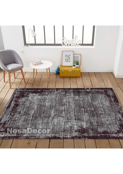 Modern Desenli Antrasit Yıkanabilir Kaymaz Taban Salon Halısı Yolluk Halısı Vintage Eskitme Halı modelleri