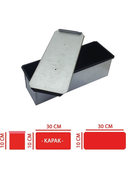 Tost Ekmek Pişirme Kalıbı Teflon kaplama 10x10x30