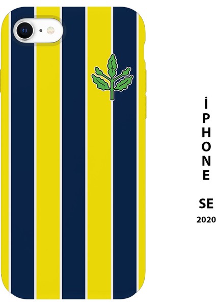 Sarı Lacivert Çubuklu Baskılı Iphone Se 2020 Silikon Telefon Kılıfı Fenerbahçe