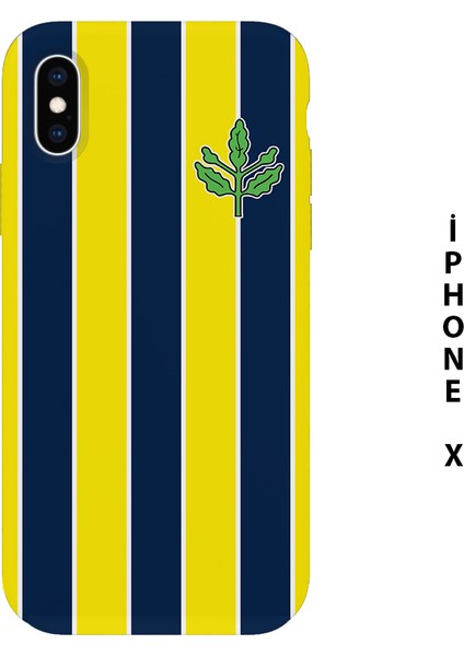 Sarı Lacivert Çubuklu Baskılı Iphone x Silikon Telefon Kılıfı Fenerbahçe