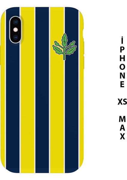 Asya Case Sarı Lacivert Çubuklu Baskılı Iphone Xs Max Silikon Telefon Kılıfı Fenerbahçe