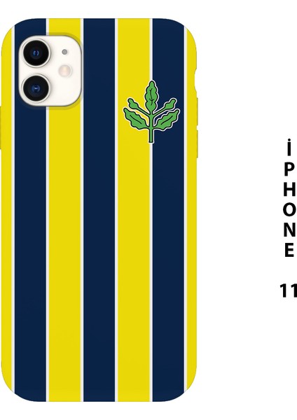 Sarı Lacivert Çubuklu Baskılı Iphone 11 Silikon Telefon Kılıfı Fenerbahçe