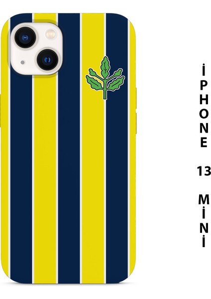 Sarı Lacivert Çubuklu Baskılı Iphone 13 Mini Silikon Telefon Kılıfı Fenerbahçe