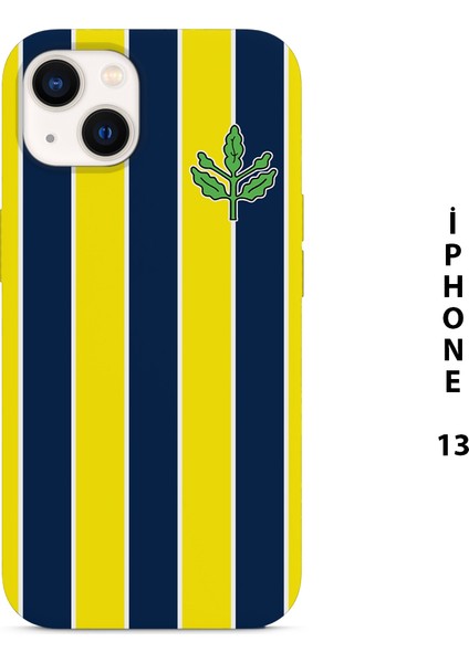 Asya Case Sarı Lacivert Çubuklu Baskılı Iphone 13 Silikon Telefon Kılıfı Fenerbahçe