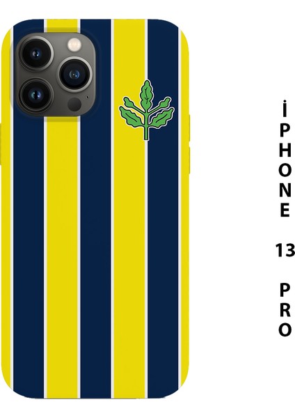 Sarı Lacivert Çubuklu Baskılı Iphone 13 Pro Silikon Telefon Kılıfı Fenerbahçe