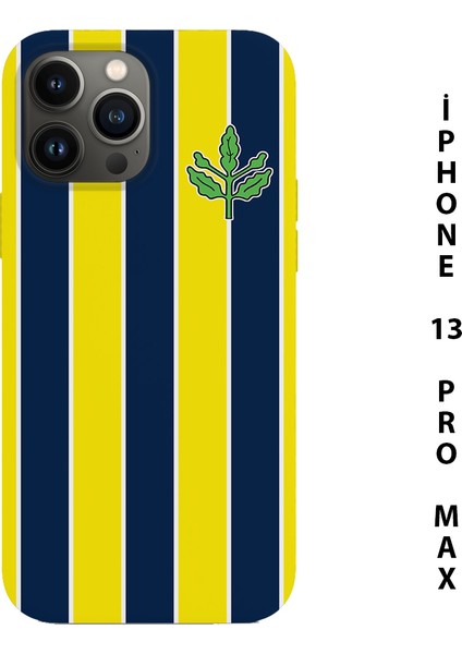 Asya Case Sarı Lacivert Çubuklu Baskılı Iphone 13 Pro Max Silikon Telefon Kılıfı Fenerbahçe