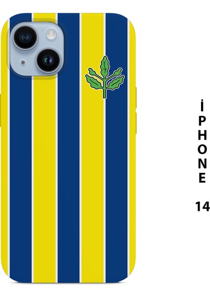 Asya Case Sarı Lacivert Çubuklu Baskılı Iphone 14 Silikon Telefon Kılıfı Fenerbahçe