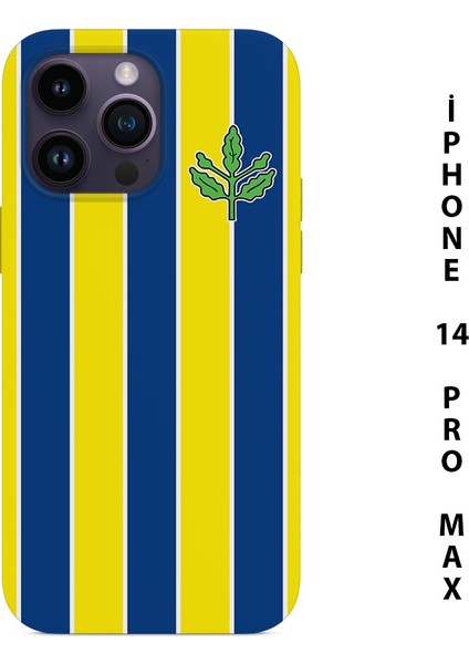 Asya Case Sarı Lacivert Çubuklu Baskılı Iphone 14 Pro Max Silikon Telefon Kılıfı Fenerbahçe