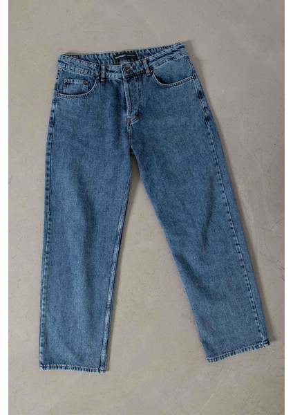 Baggy Relaxed Jean Efektli Pantolon Dark Blue indirimleri
