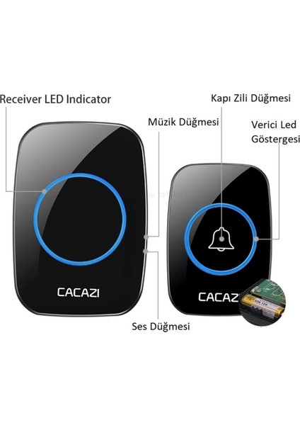 Electrimax Kablosuz  Uzaktan Kumandalı Kapı Zili -Su Geçirmez Koruyucu Kapak