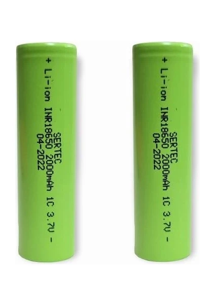 18650 3.7V 2000MAH 1c Lion Şarjlı Pil Başlıksız - 2ADET