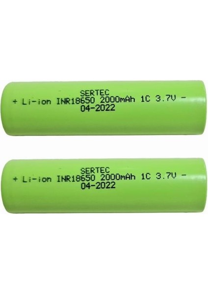 18650 3.7V 2000MAH 1c Lion Şarjlı Pil Başlıksız - 2ADET