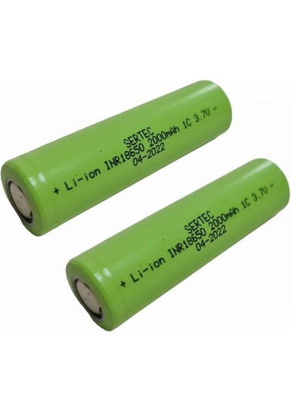 18650 3.7V 2000MAH 1c Lion Şarjlı Pil Başlıksız - 2ADET